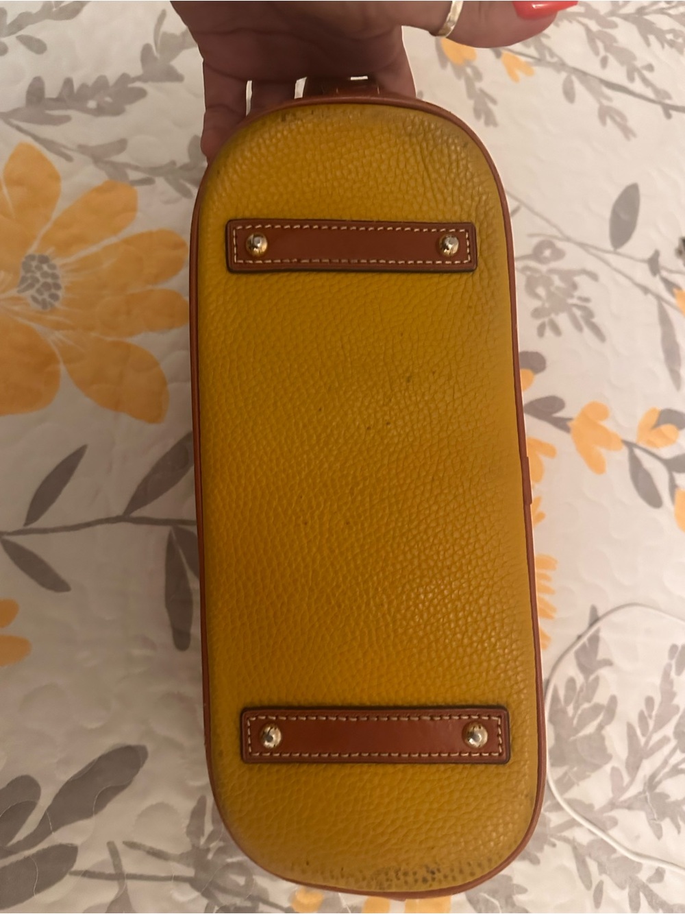 Dooney & Bourke Yellow and Brown Dome Satchel used excellent condition $100 OBO - Picture 7 of 14